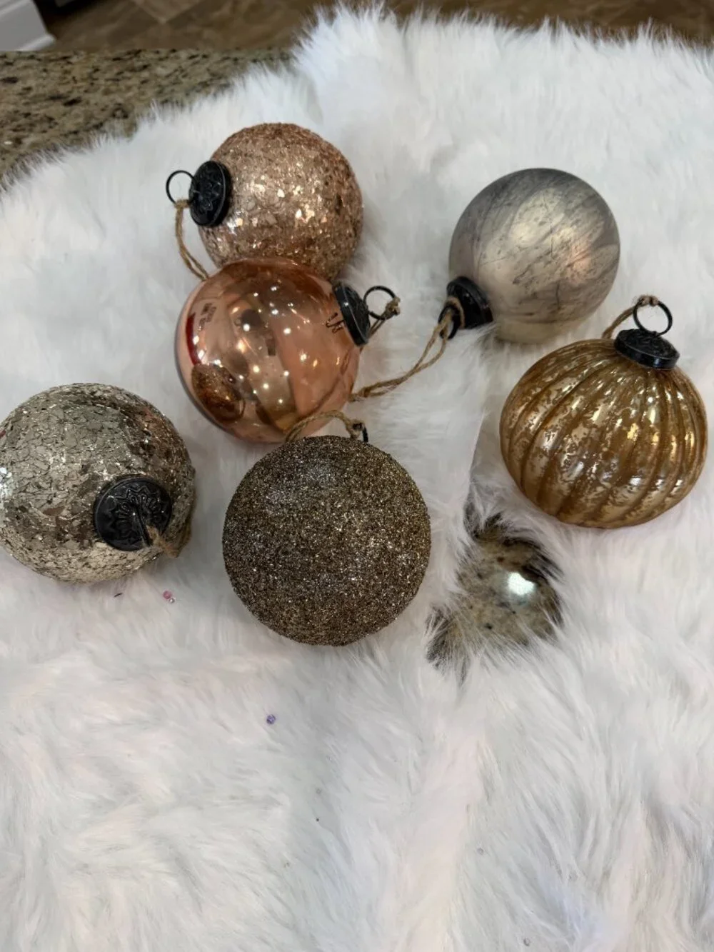 Pottery Barn Rustic Glam Ornaments - Set of 6
